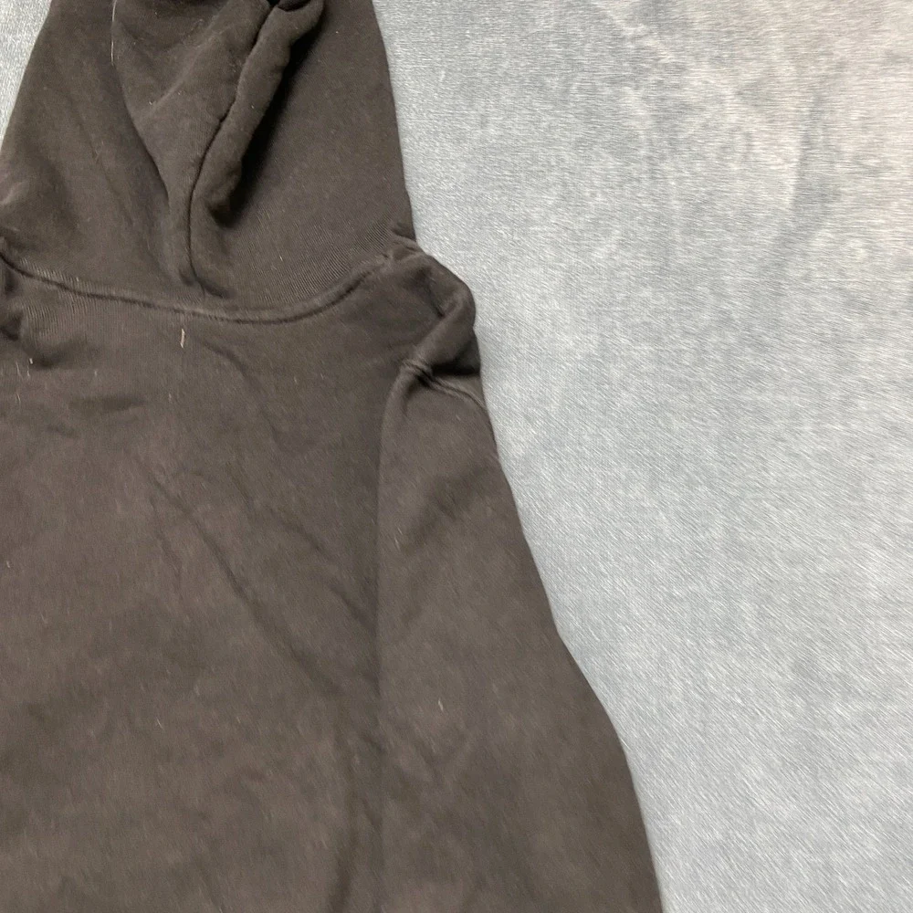 Adidas Trefoil Hoodie Mens M Black Graphic Logo Drawstring Ribbed Hem Pullover